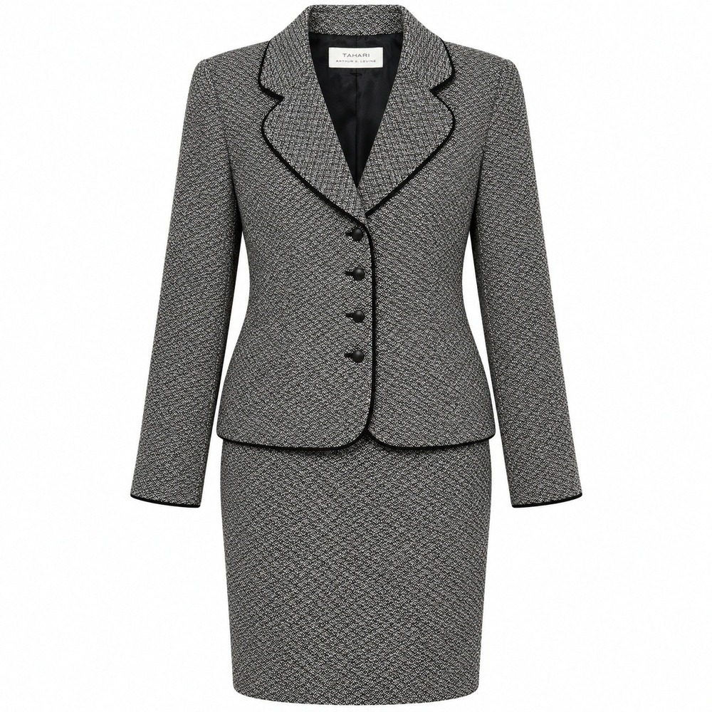 Tahari Office Siren Skirt Suit Womens Sz 10 Dark Academia Corporate Professional